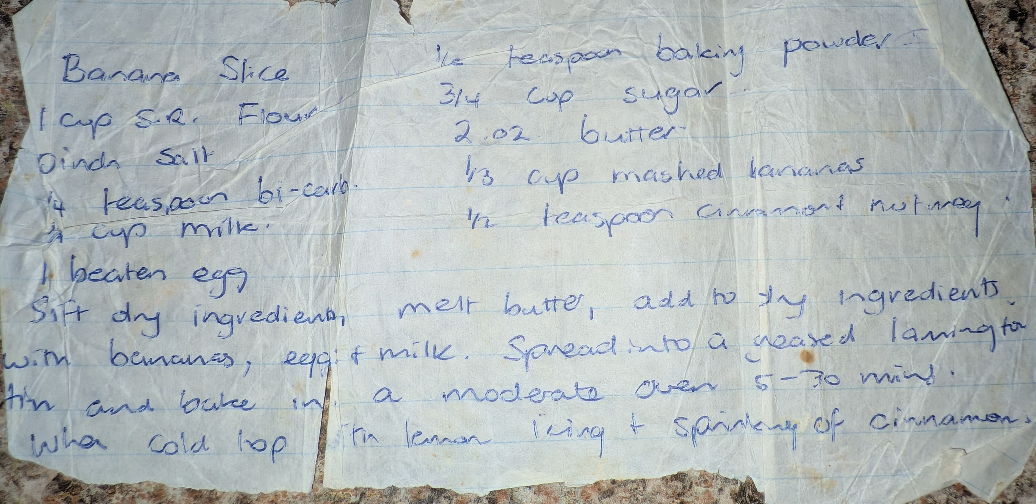 Scanned original recipe