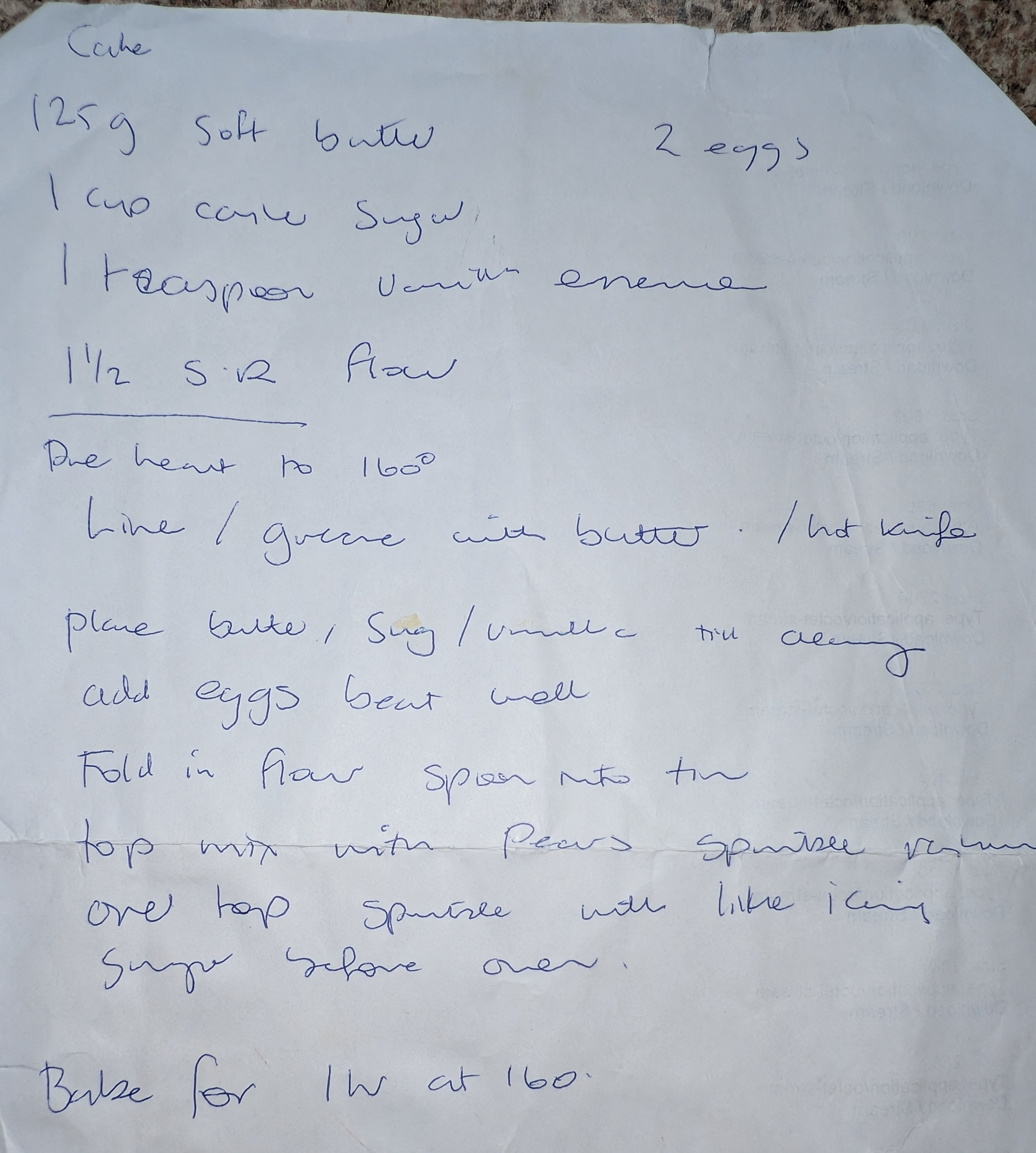 Scanned original recipe