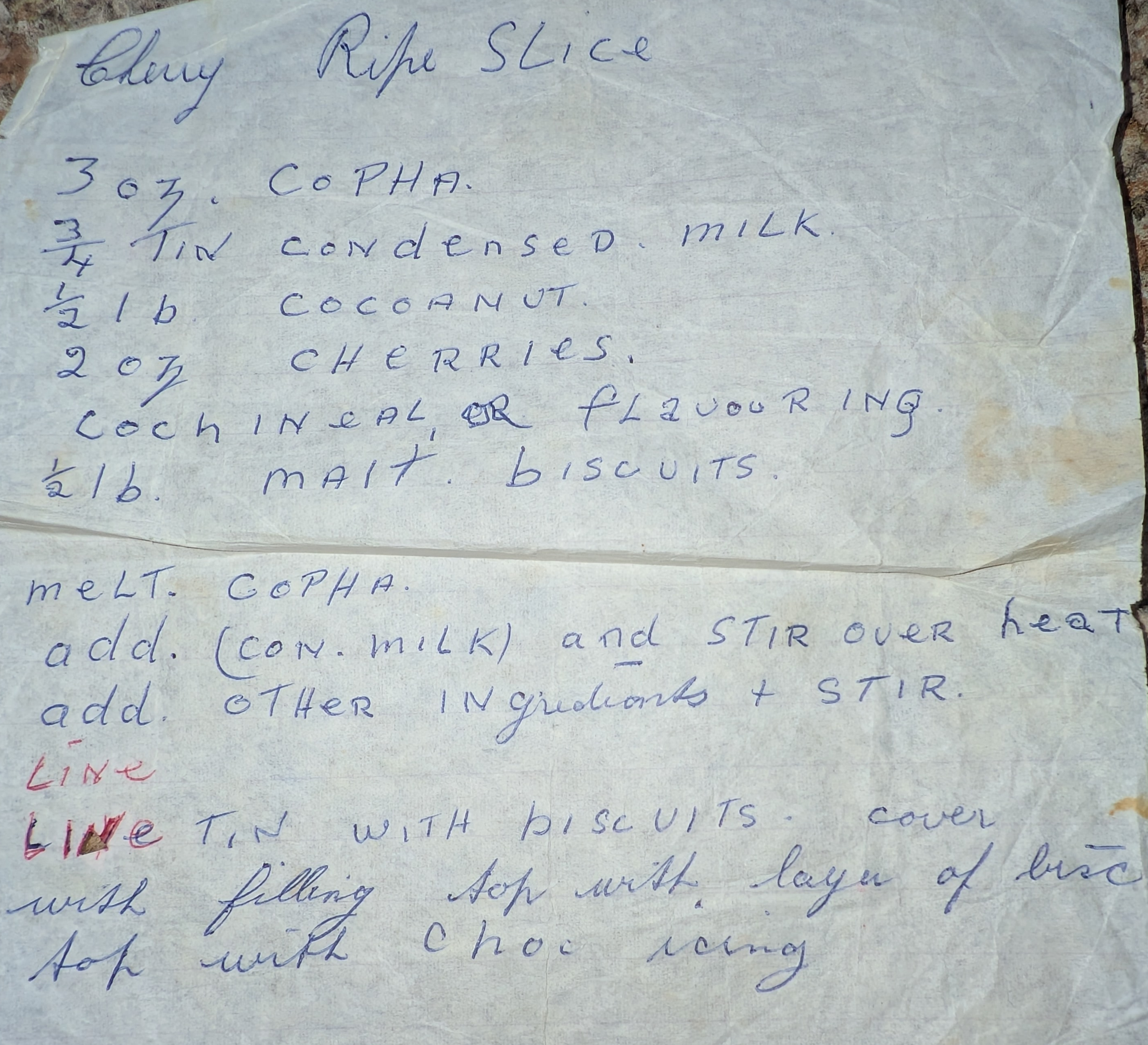 Scanned original recipe