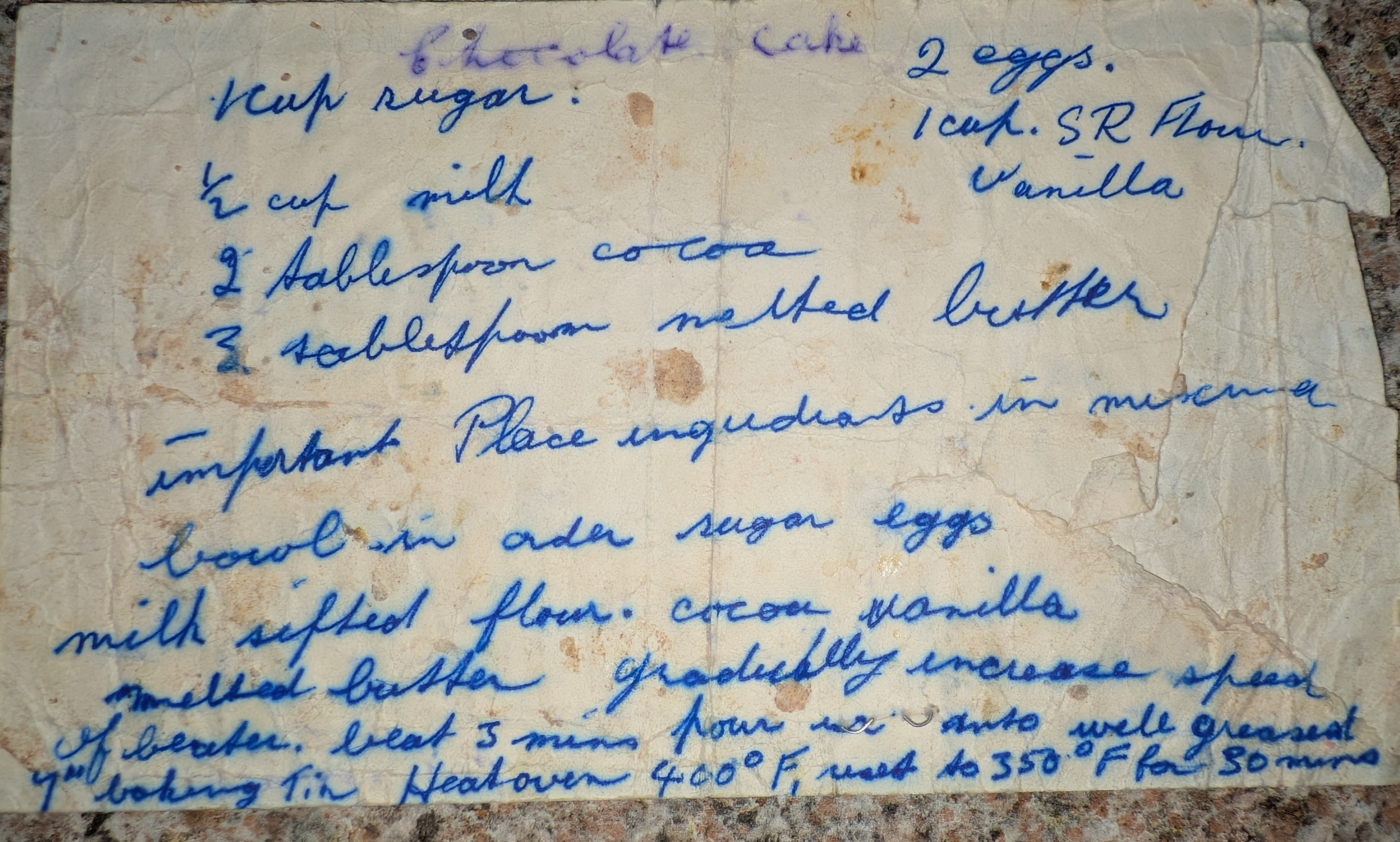 Scanned original recipe