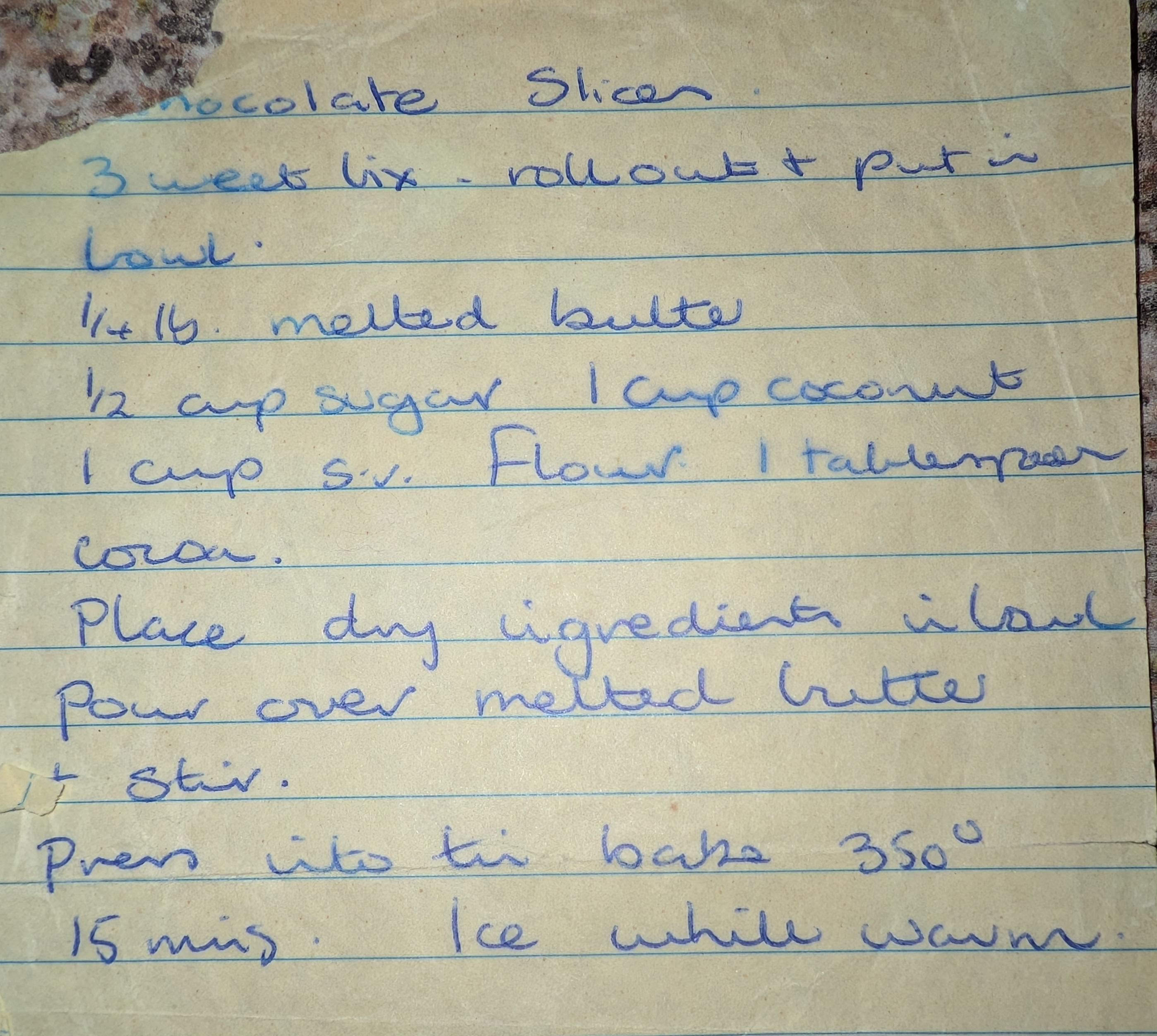 Scanned original recipe