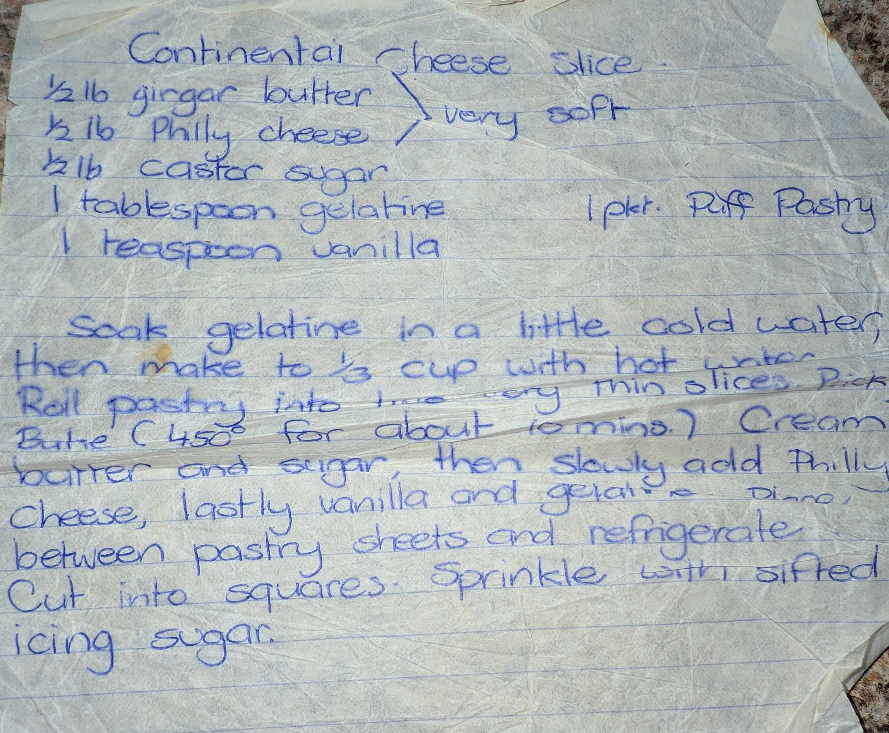 Scanned original recipe
