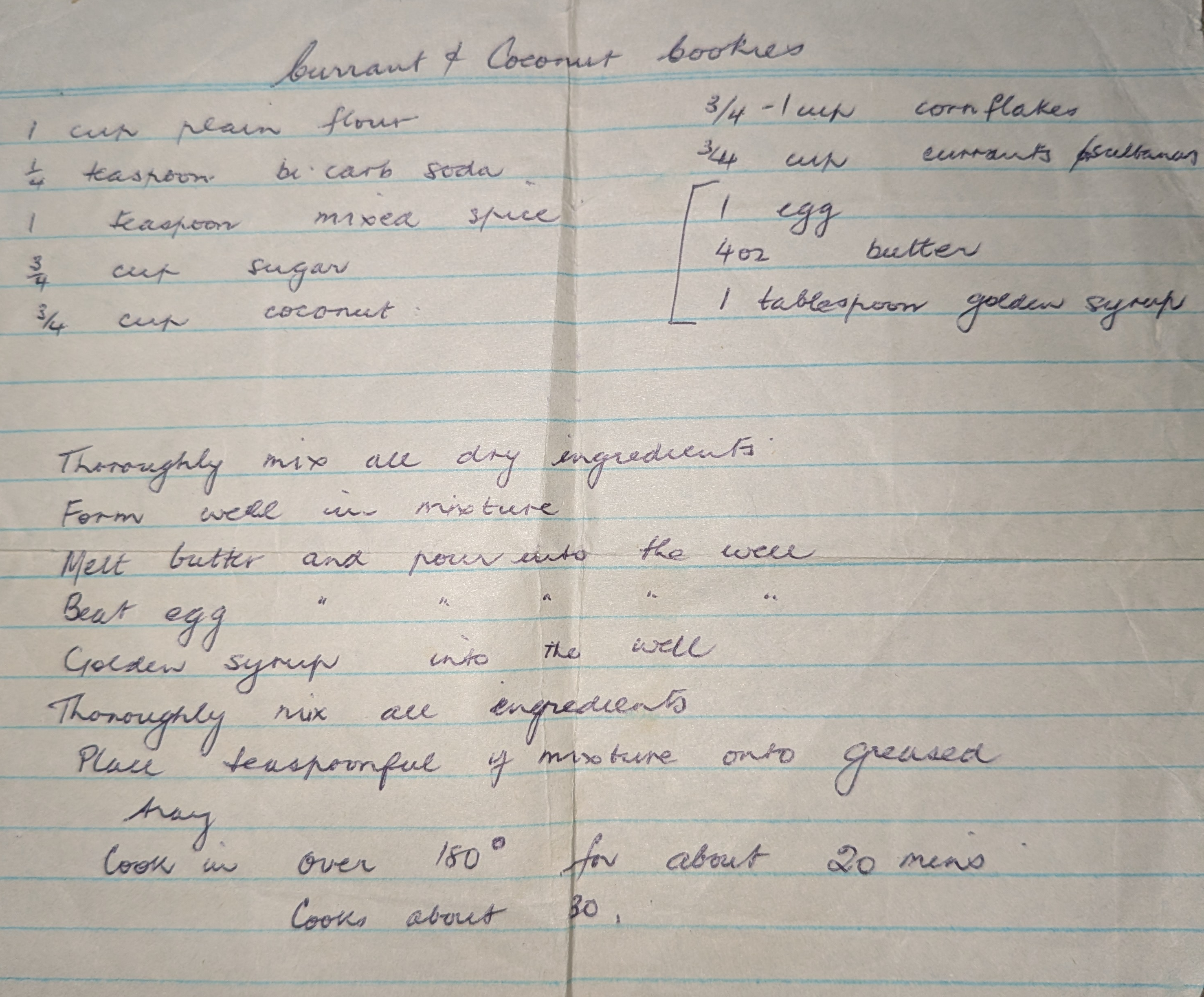 Scanned original recipe