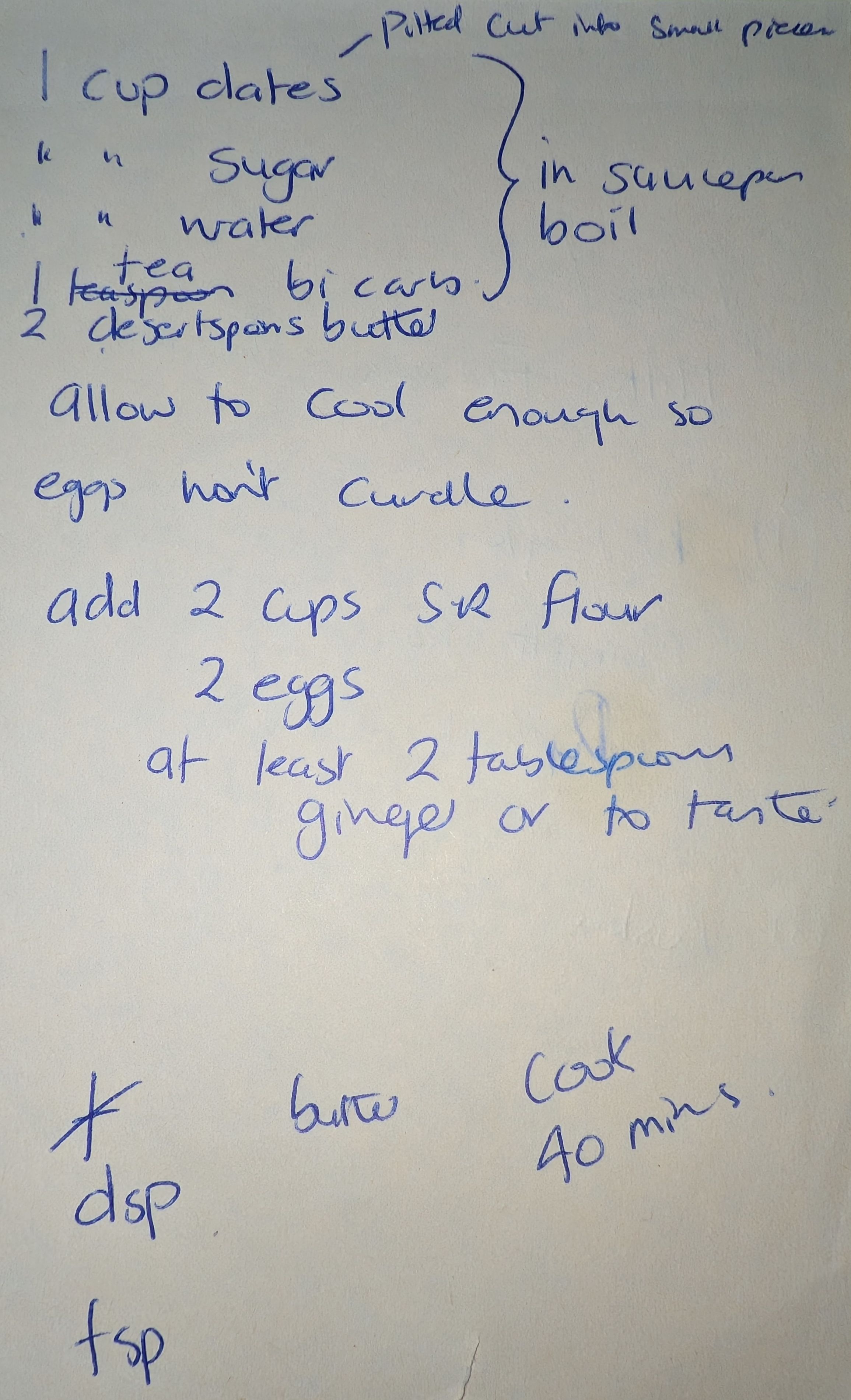 Scanned original recipe