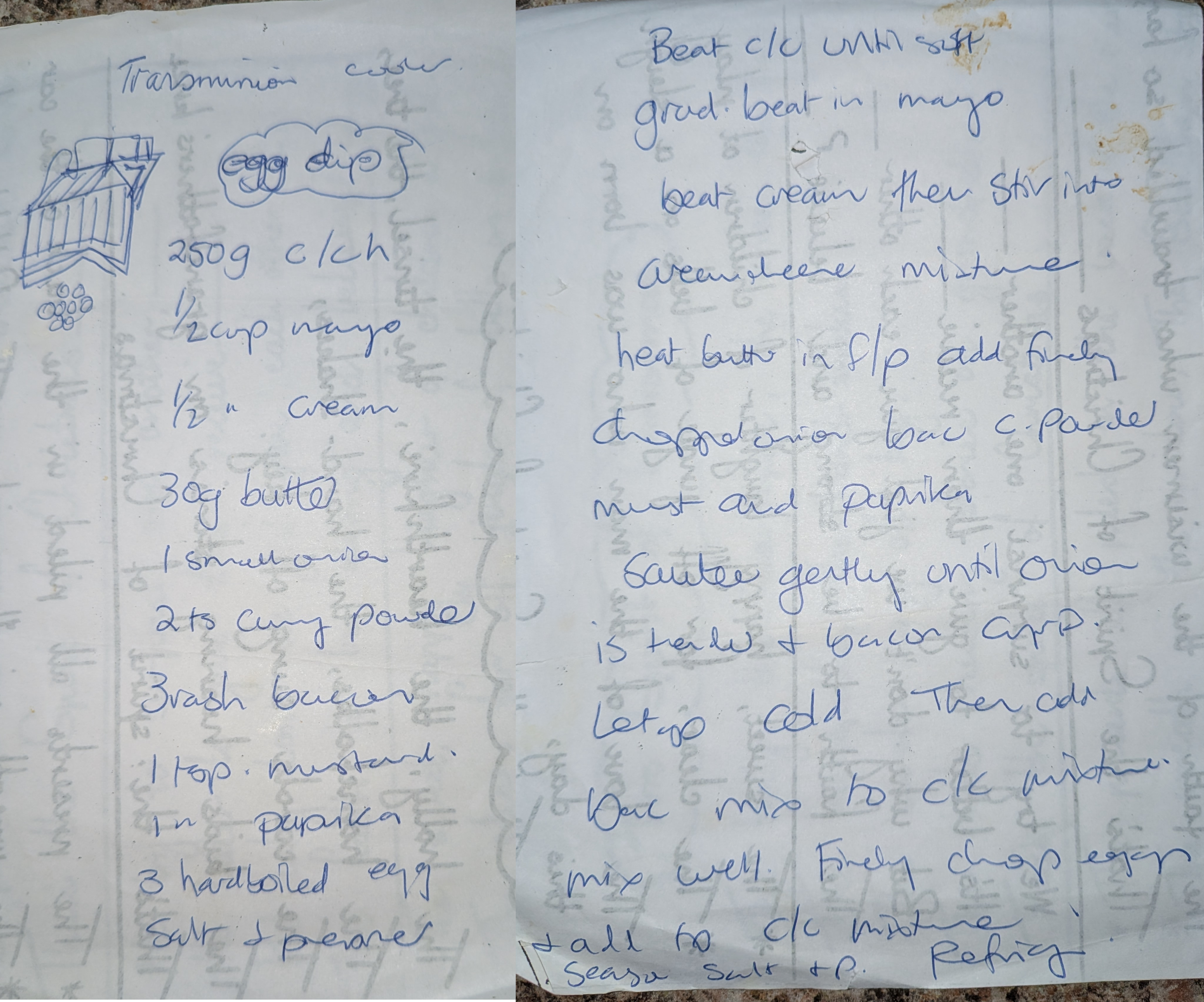 Scanned original recipe