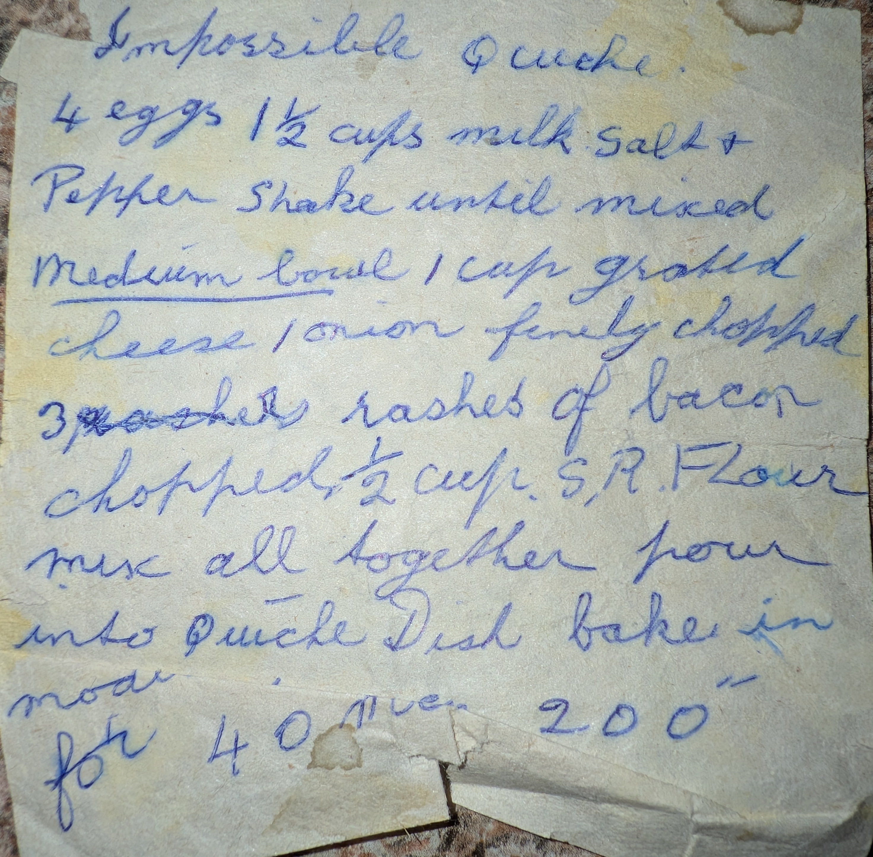 Scanned original recipe