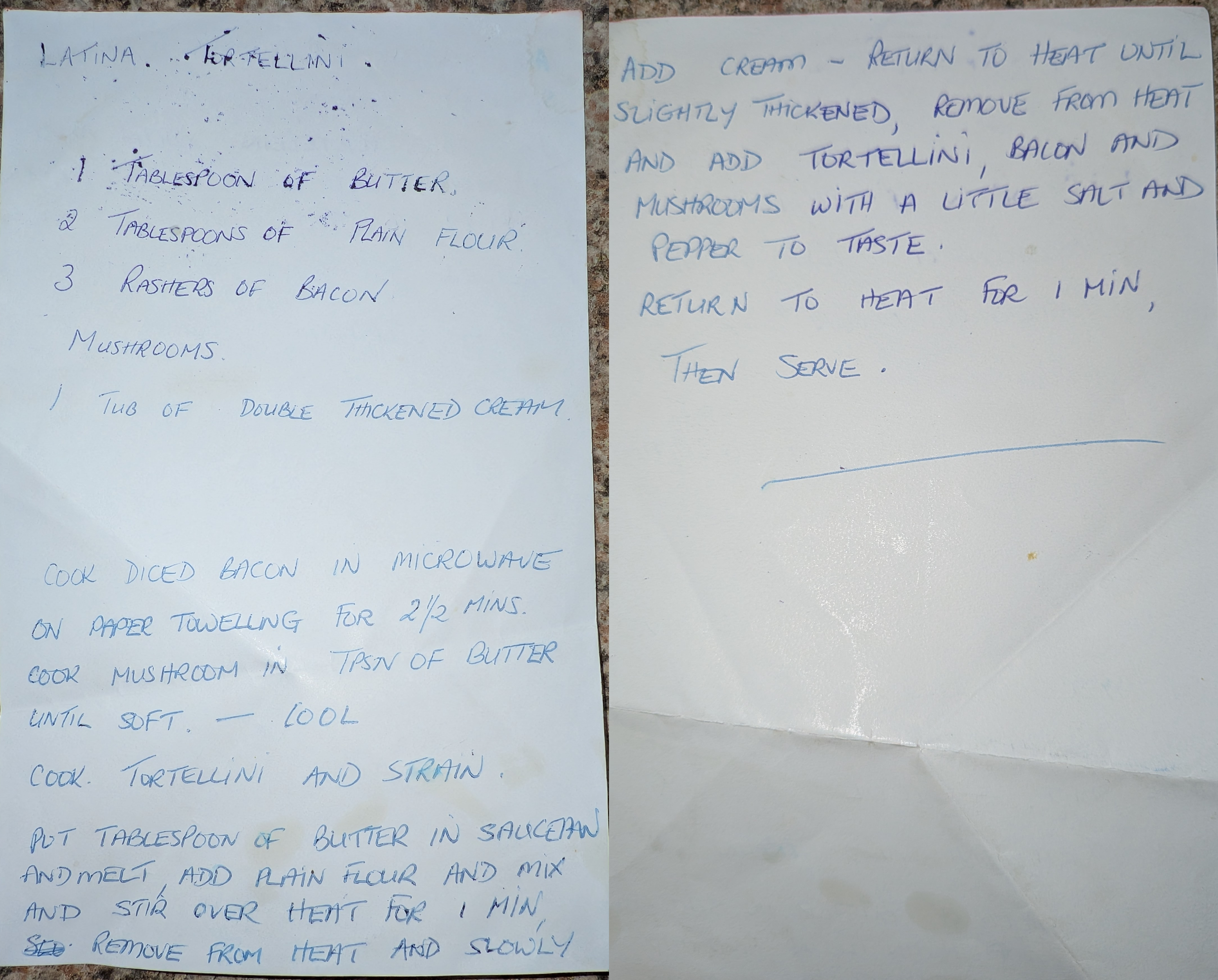 Scanned original recipe