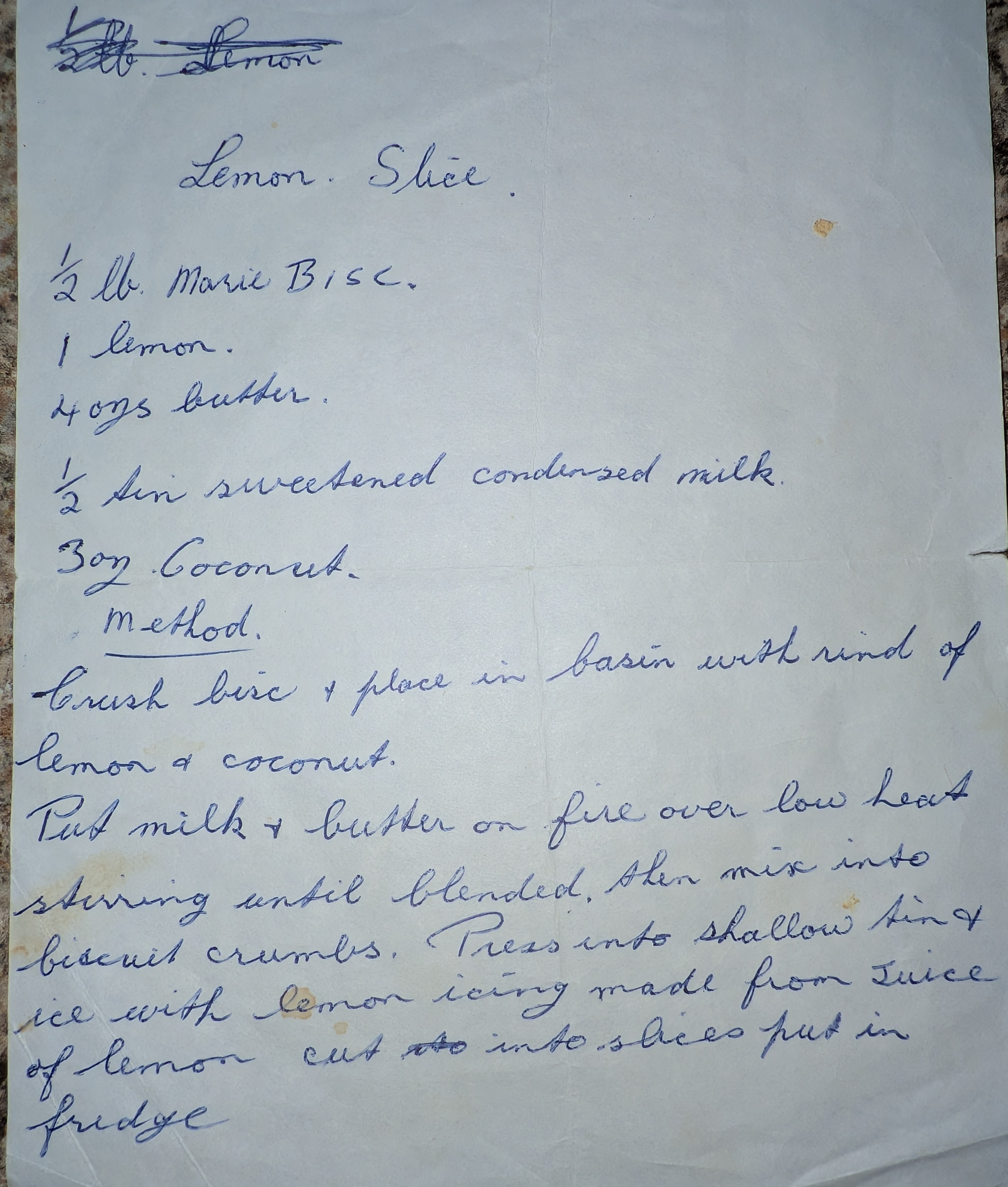 Scanned original recipe