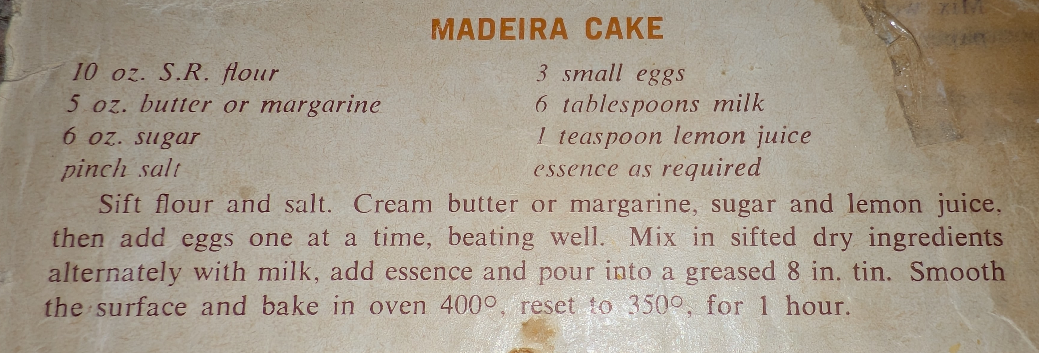Scanned original recipe