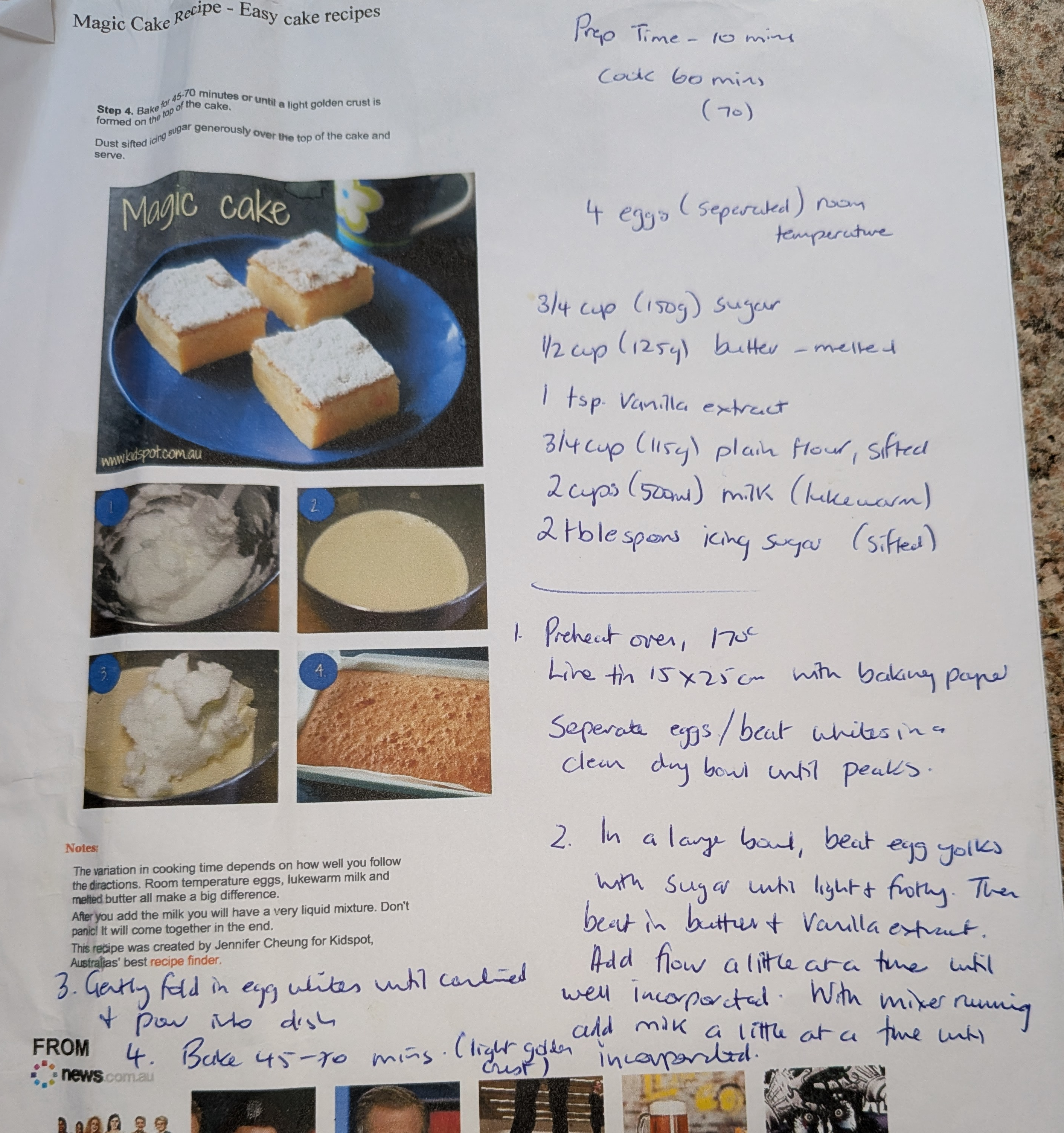 Scanned original recipe