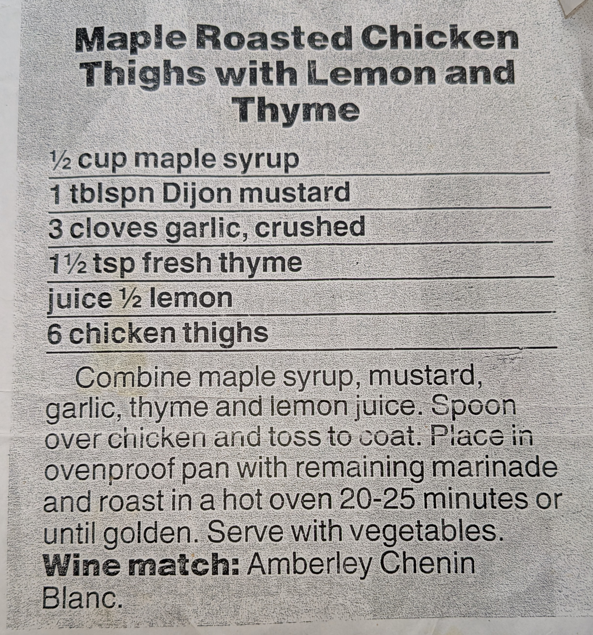 Scanned original recipe