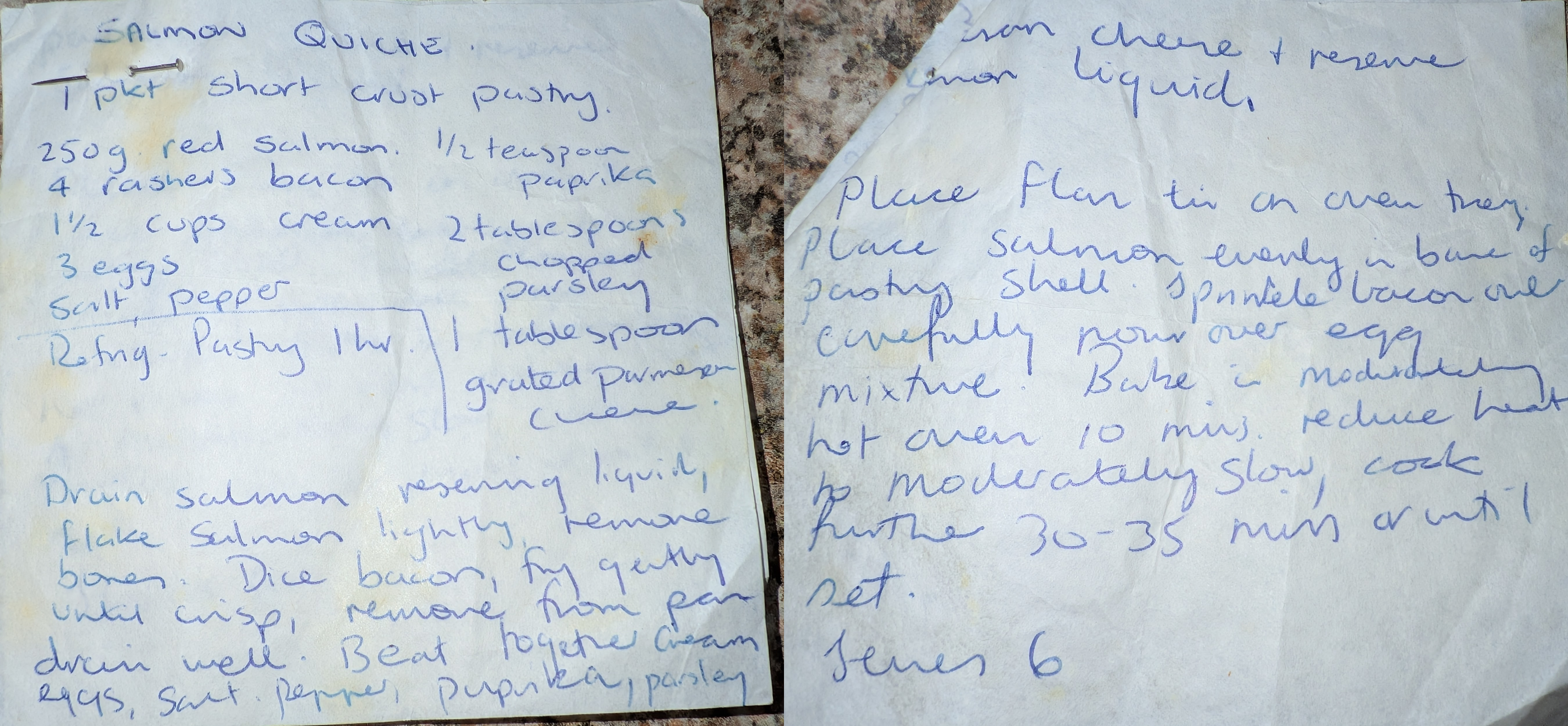 Scanned original recipe